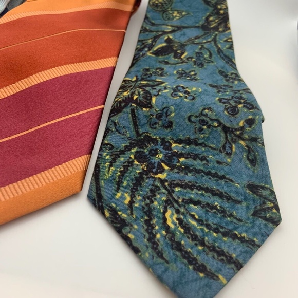 Set of Three Striped Floral Unique Men's Ties - Picture 3 of 6